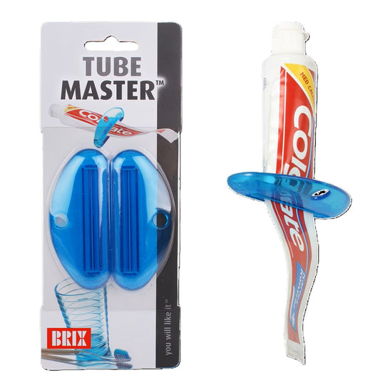 BRIX TubeMaster Tube Squeezer Frost Blue pack of two assistive daily living aids for squeezing toothpaste, creams and lotions with reduced hand strength.