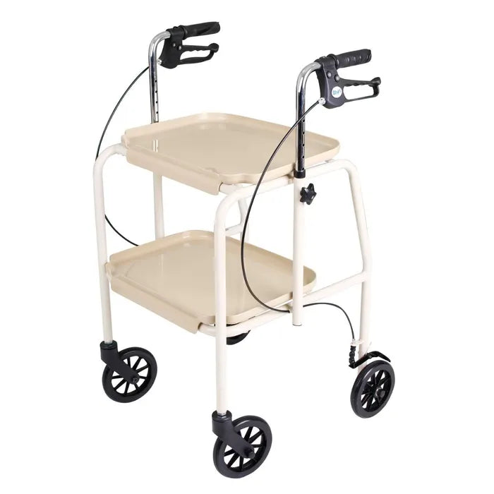 Days Adjustable Height Beige Trolley Walker Tray Mobile