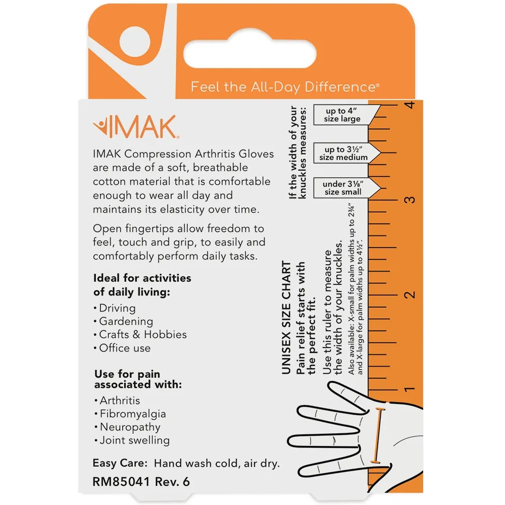 IMAK Compression Gloves Sizing